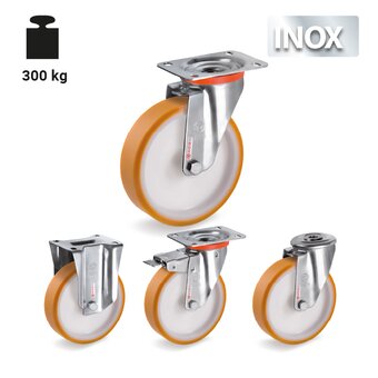 TR-66-NLX-Roues avec montures en acier inox pour charges légères